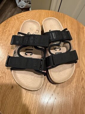 Justice Black Dual-Strap Kids Slide Sandals